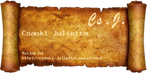 Csanki Julietta névjegykártya